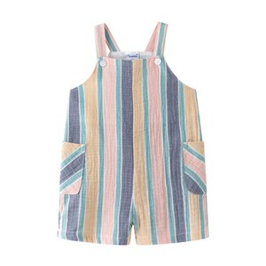 Korte babyoverall 6-24M bambula strepen BBV96013