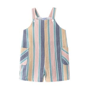 Korte babyoverall 6-24M bambula strepen BBV96013
