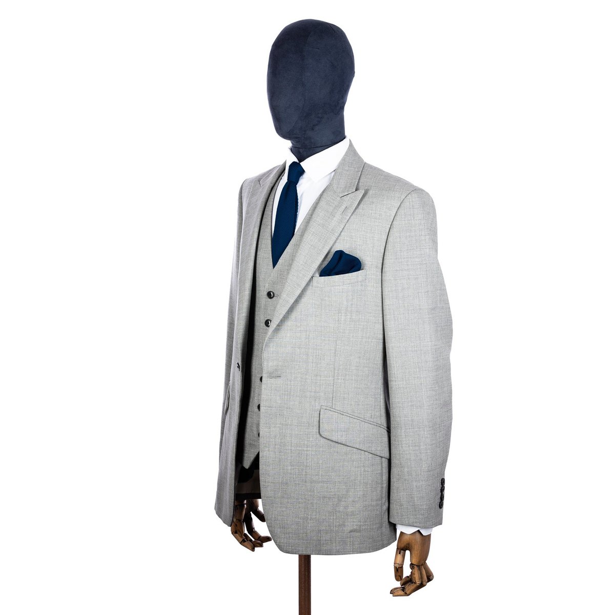 Midnight blue knitted tie and pocket square set