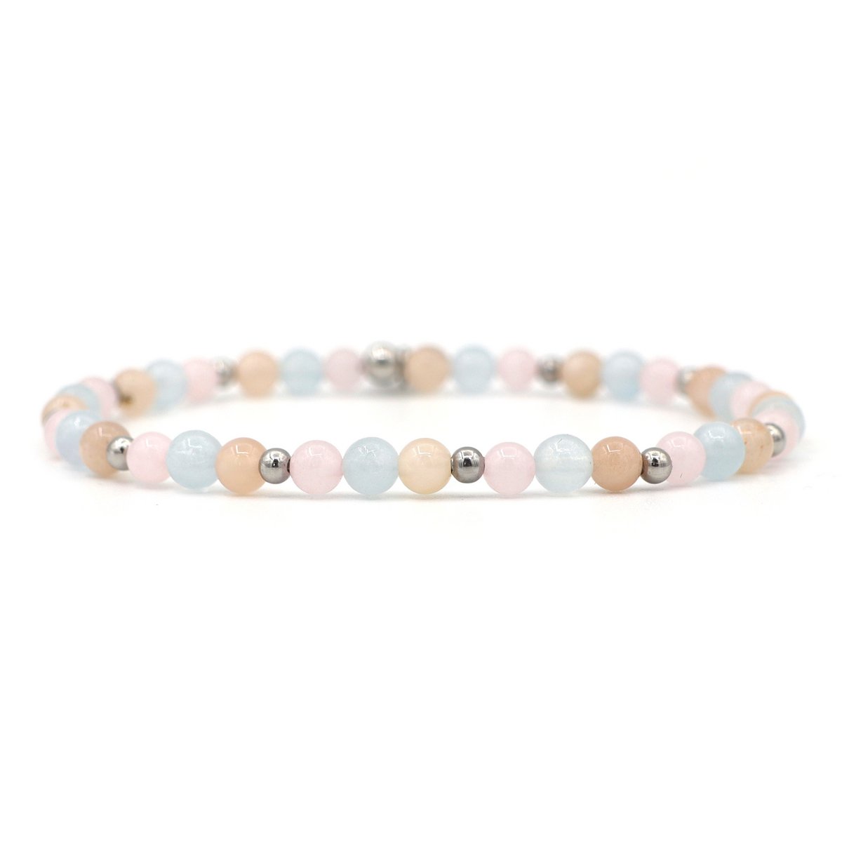 Natuursteen armband fertility, zilver en goud