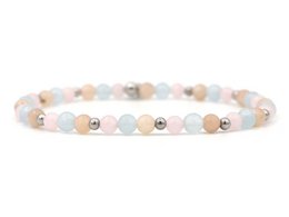Natuursteen armband fertility, zilver en goud