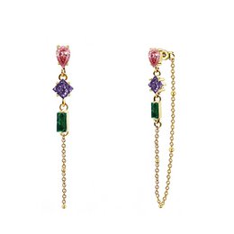 Heart-shaped zircon pendant necklace in white, champagne, blue, red, and green color variants, with and without gift box.