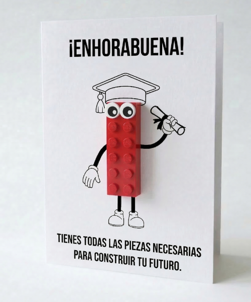 Carte postale de célébration de remise des diplômes – Brique de construction LEGO