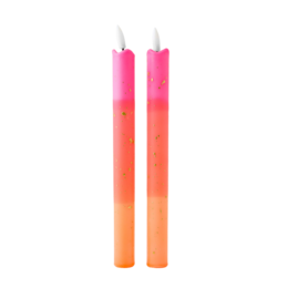 Candela a colonna LED oro arancione - Set da 2