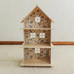 Dreistöckiges Puppenhaus aus Holz / Modernes Puppenhaus