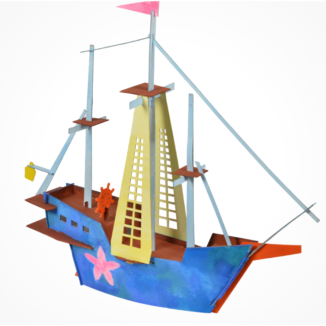 Kartonnen scheepsmodel, speelgoed voor bouwen en schilderen, doe-het-zelf, 3D, wit, 7+ jaar