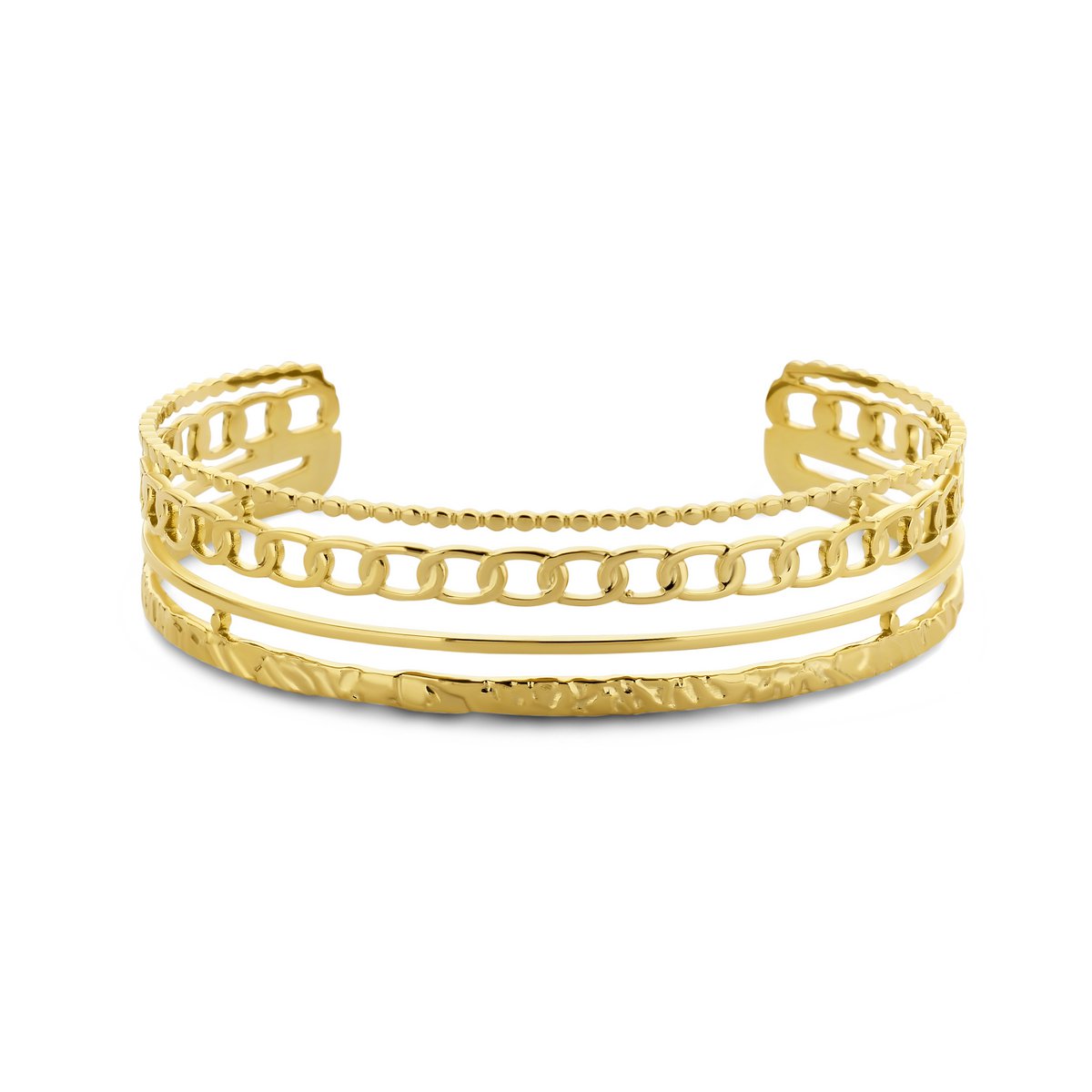 CO88 Collection 8CB-91212 Stahlarmreif mit mehreren Lagen – 16 mm breit – Stahl – goldfarben