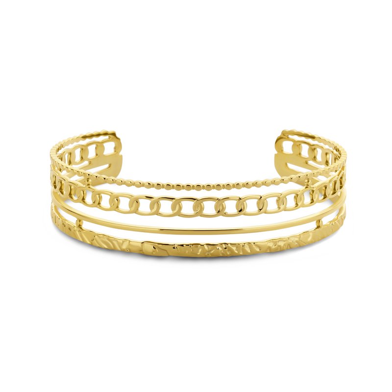 CO88 Collection 8CB-91212 Bracciale rigido in acciaio con strati multipli - Larghezza 16 mm - Acciaio - Color oro