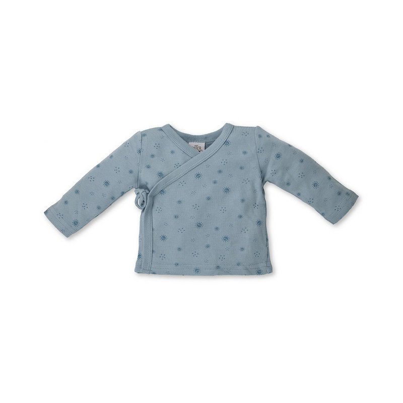 ENSEMBLE 5 PCS(CHEMISE+PANTALON+GANTS+BAVOIR+CHAUSSETTES)POUR NOUVEAU-NÉ (0-6 MOIS)-100%COTON-MOD. DUENDES - BLEU FONCÉ