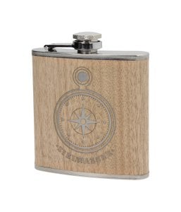 Flask made of stainless steel with real wood casing, target water