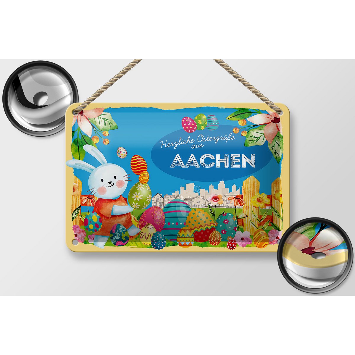 Targa in metallo Pasqua Auguri di Pasqua 18x12 cm AACHEN decorazione regalo festa