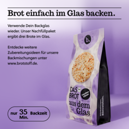Nachfüller für Bio-Brotbackmischung im Glas "Freudentränen" (600 g)