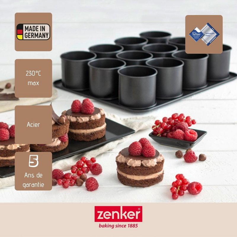 Bandeja de horno 12 moldes mini redondos extraíbles Zenker Negro Metalizado