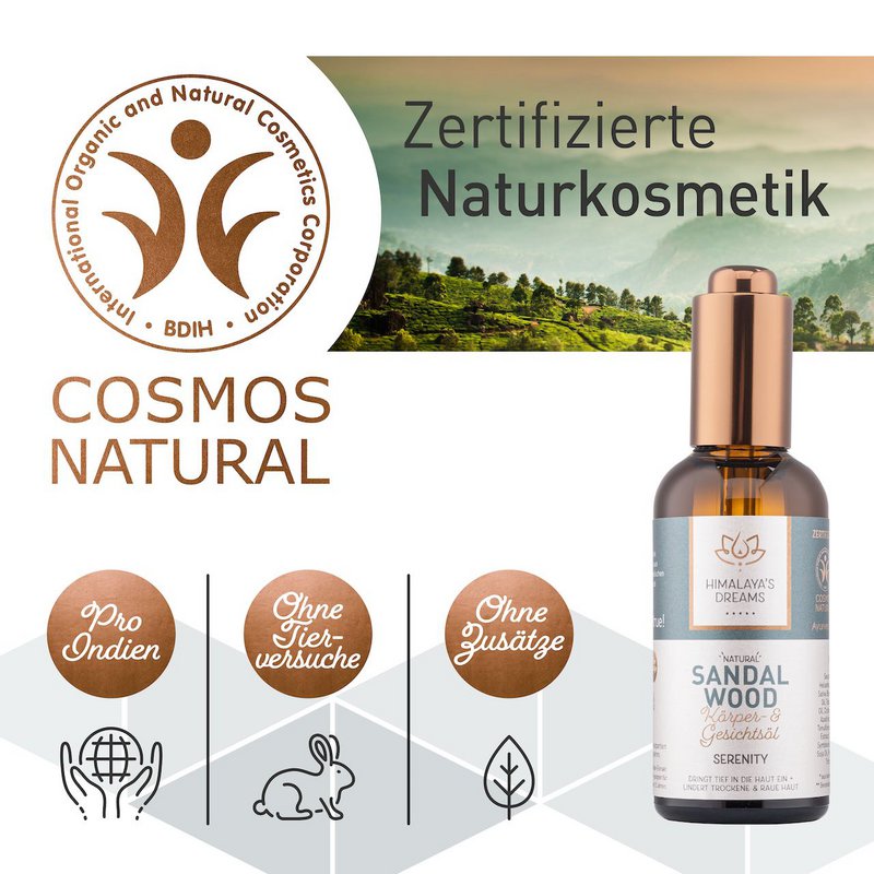 Ayurveda krops- og ansigtsolie Sandeltræ/Serenity 100ml