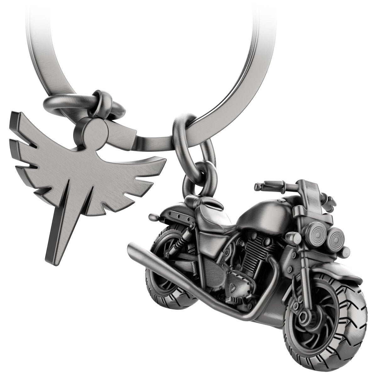 "Chopper" motorcycle keychain with guardian angel - angel lucky charm for motorcyclists chopper fans