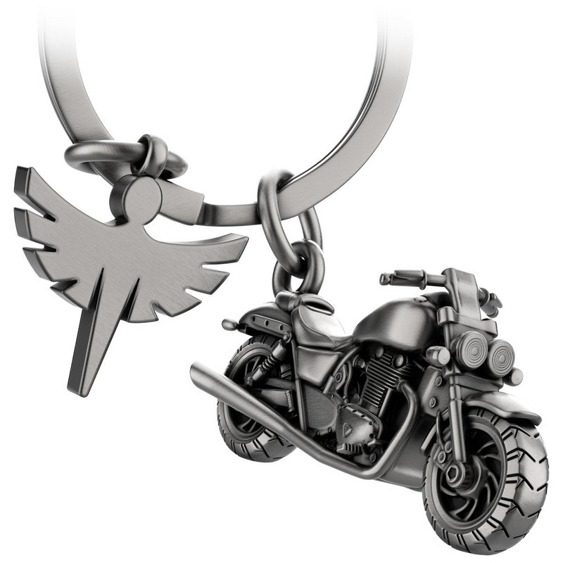 Llavero de motocicleta "Chopper" con ángel de la guarda - ángel amuleto de la suerte para motociclistas fanáticos de chopper