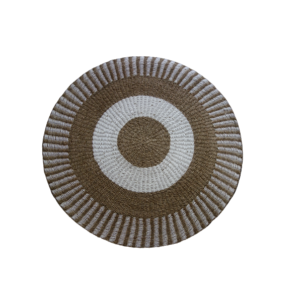 TAPIS ROND BOHÈME JONC DE MER BLANC