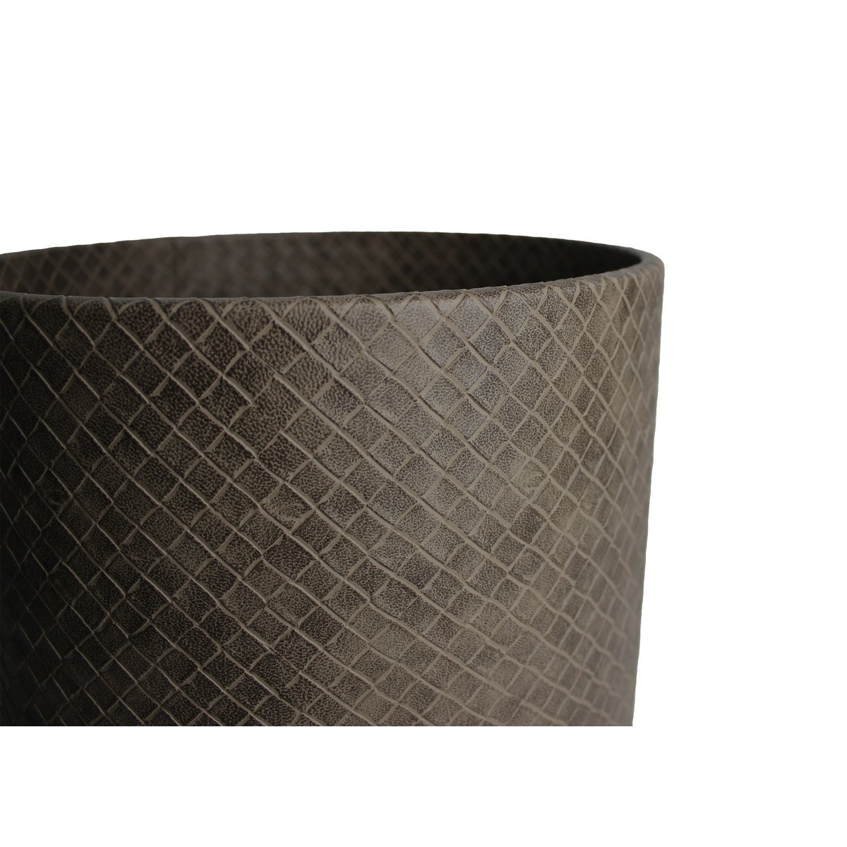 Poubelle ronde de cuir synthétique en cuir marron enduit de 22xh28 cm