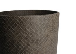 Poubelle ronde de cuir synthétique en cuir marron enduit de 22xh28 cm