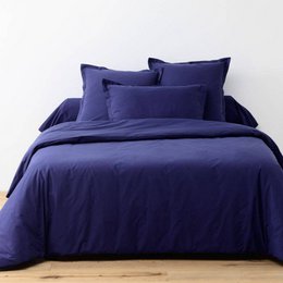 Navy blue 180x290 cm 3-piece cotton sheet set with fitted sheet 90x190 cm.