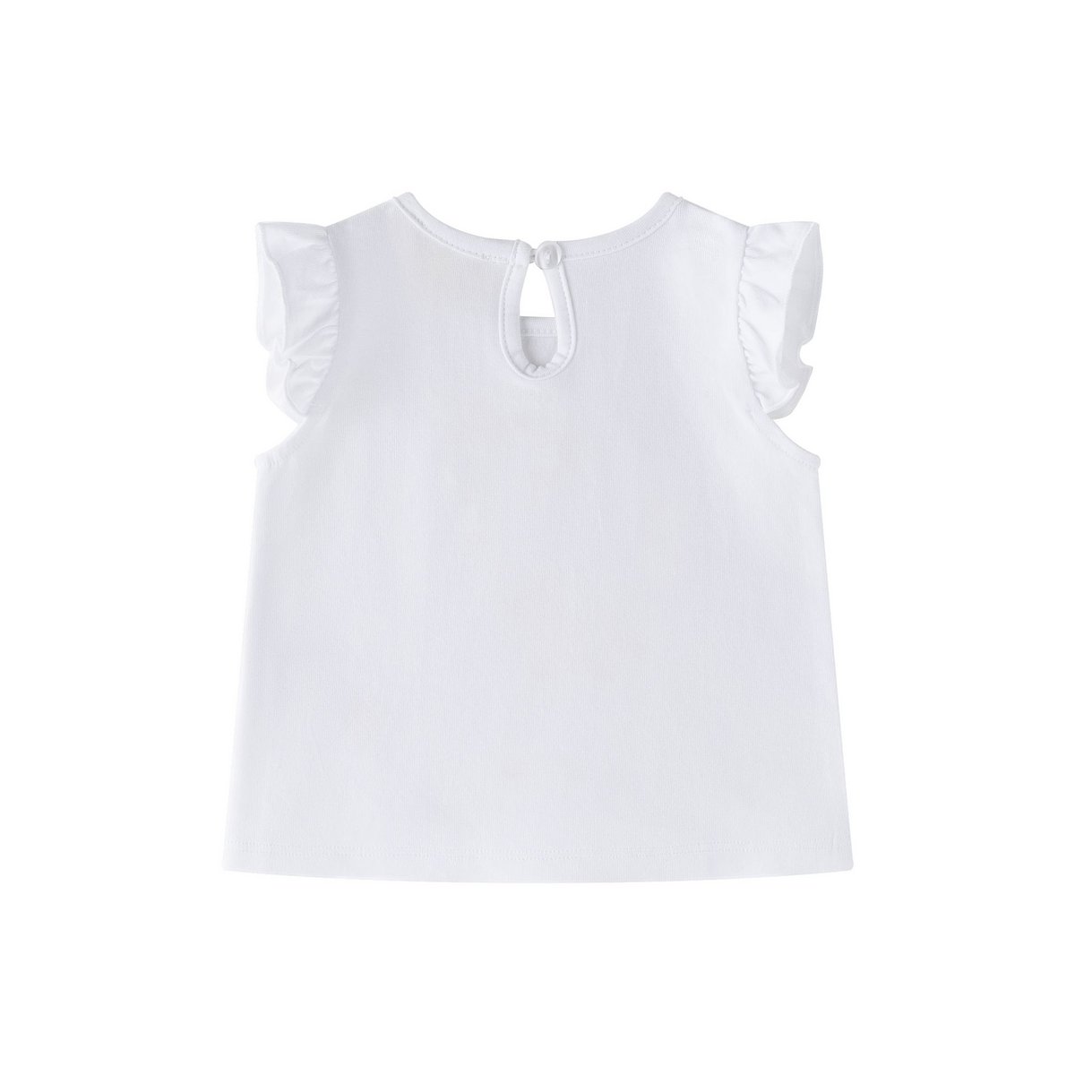 Baby hvid t-shirt med flæseærmer og pink tegning BGV66582