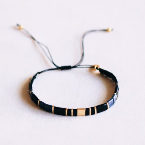 Tilabead bracelet – black/anthracite/gold-plated