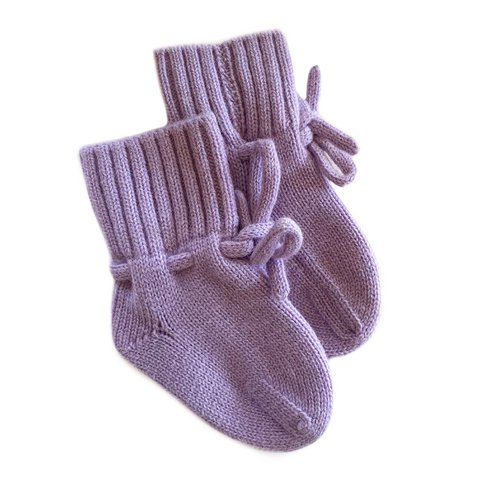 Merino wol bootie slofjes lilac