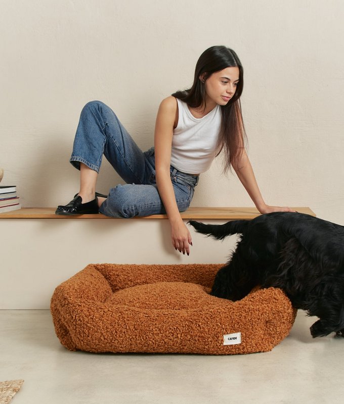 Mustard Shearling Hundeseng, Snozy
