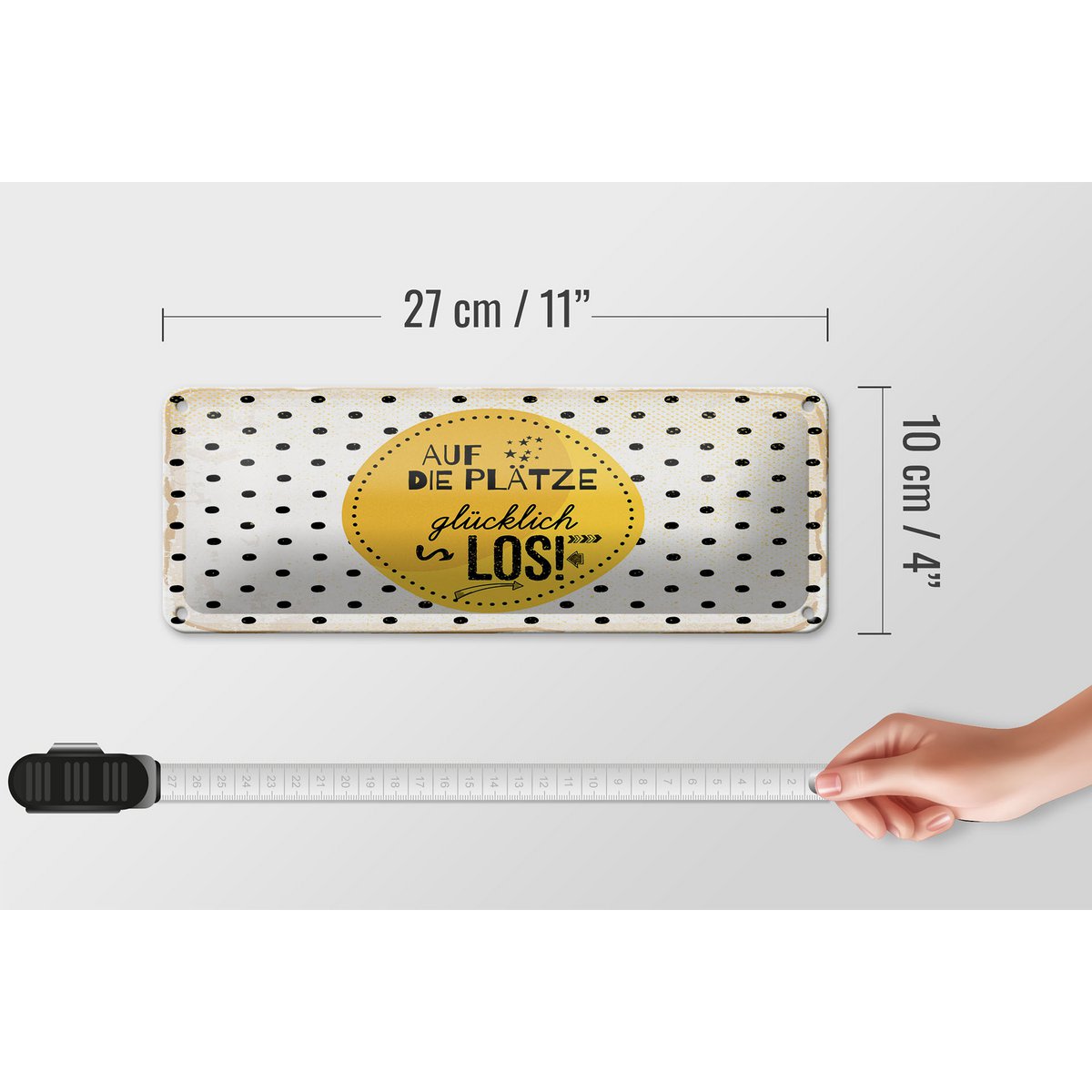 Tin sign saying 27x10 cm Get ready, happy, decorative sign