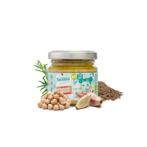 HUMMUS MET KOMIJN EN ROZEMARIJN VOOR BABY'S - GEEN ZOUT TOEGEVOEGD - GEEN TOEVOEGINGEN - 90G - VANAF 12 MAANDEN