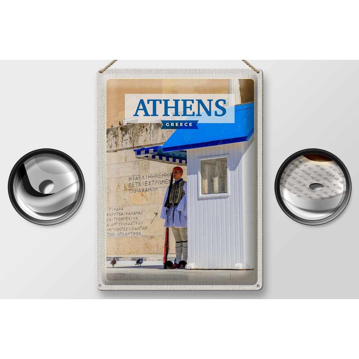 Tin Sign Travel 30x40cm Athens Greece Evzone Guard