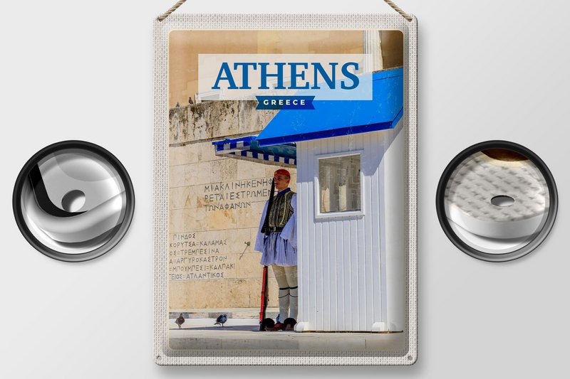 Tin Sign Travel 30x40cm Athens Greece Evzone Guard