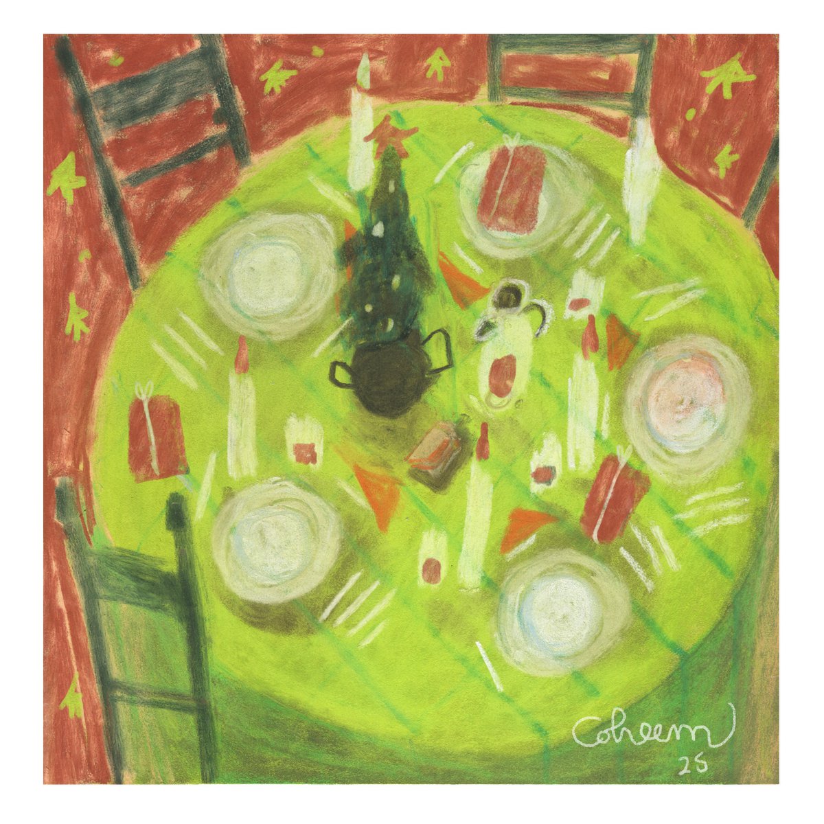Kerstkaart: De kersttafel