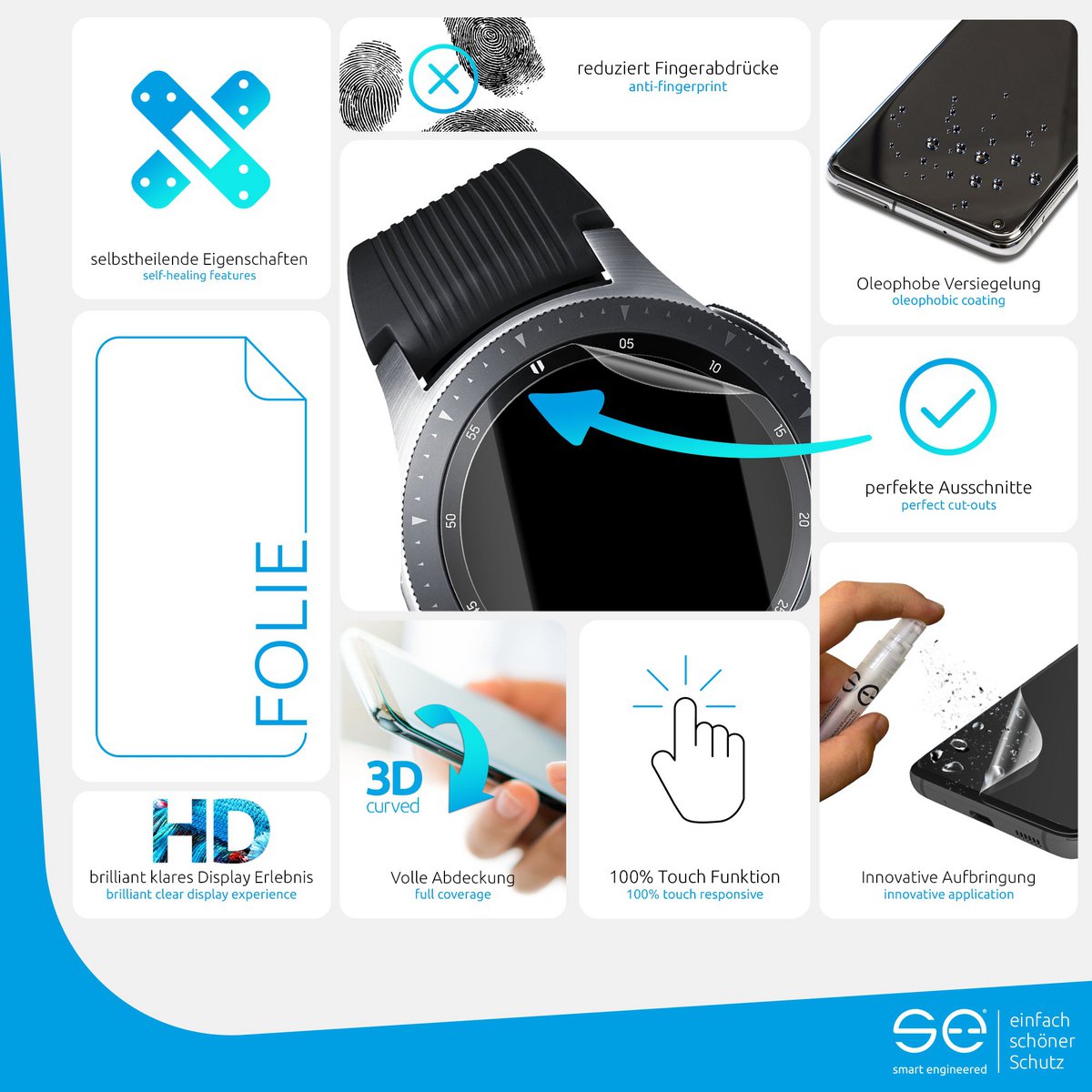 4x se® 3D película protectora Samsung Galaxy Watch (46mm)