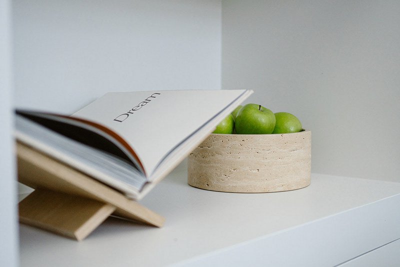 Travertin frugtskål rund Ø24cm