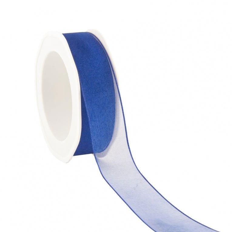 Cinta de organza alambrada Azul cobalto