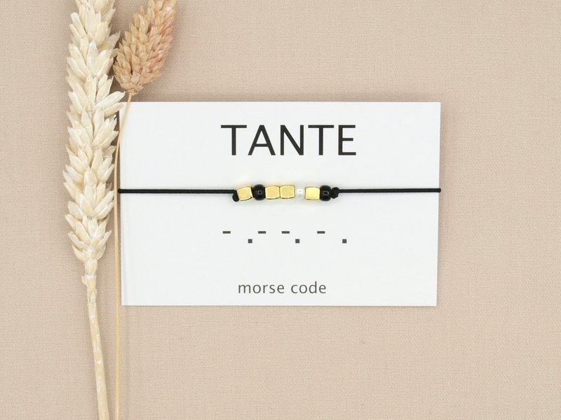 Morse code armband Tante (zilver,rosé goud,goud)