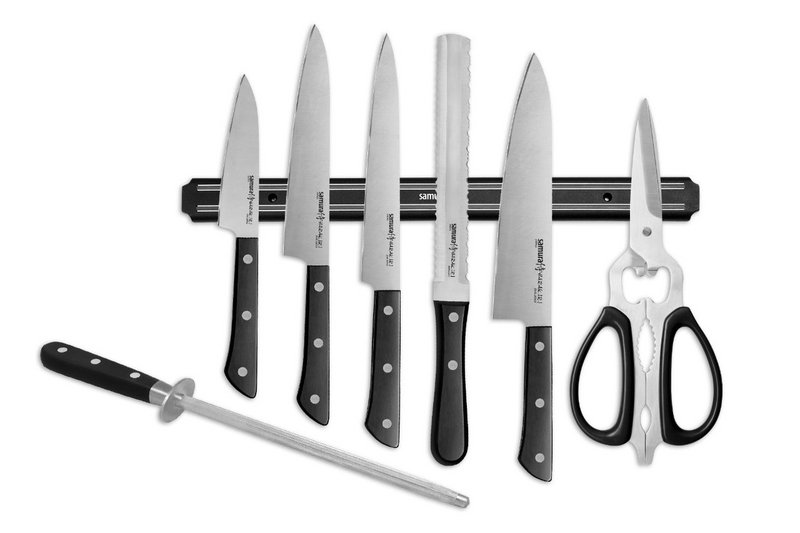 Samura Harakiri Knife Set, 8 pcs, Black Handle