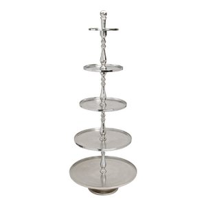 Taartplateau met 5 metalen niveaus, 158 cm hoog, niveaus 25/34/42/53/64 cm Ø