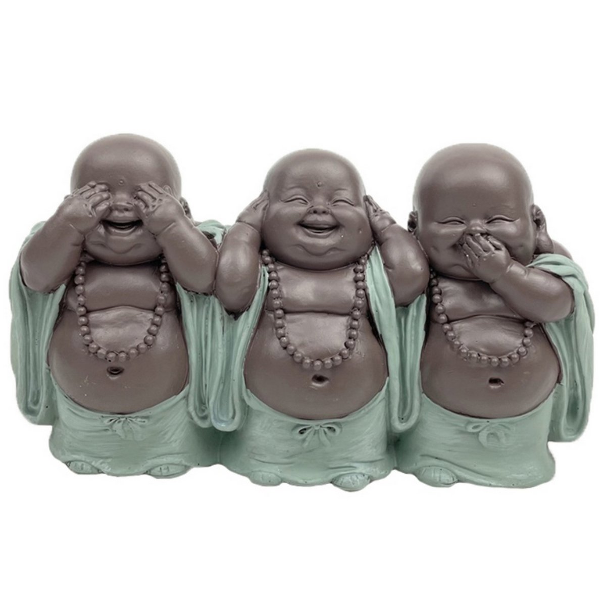 Estatua 3 Budas que Ríen - Decoración Zen y Feng Shui - Para crear un ambiente relajante y espiritual - Idea de regalo de la suerte