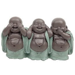 Estatua 3 Budas que Ríen - Decoración Zen y Feng Shui - Para crear un ambiente relajante y espiritual - Idea de regalo de la suerte