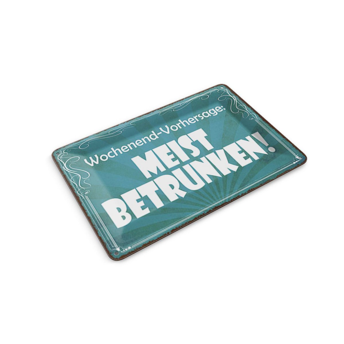 Tin postcard saying 10x14 cm weekend forecast Mostly Drunk decorative sign