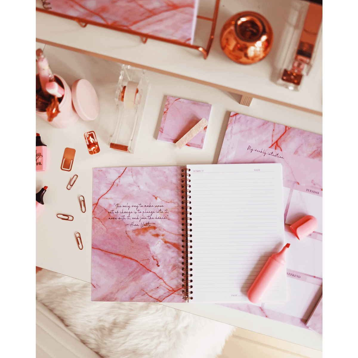 A5 Spiral Notebook in Luxurious Rose Quartz