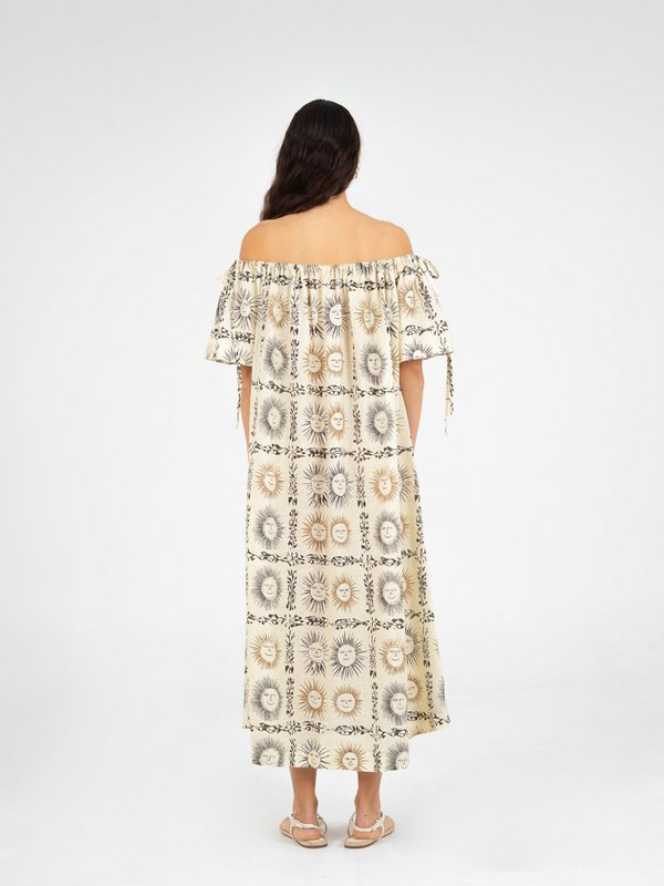 Vestido largo con estampado de sol Soleil