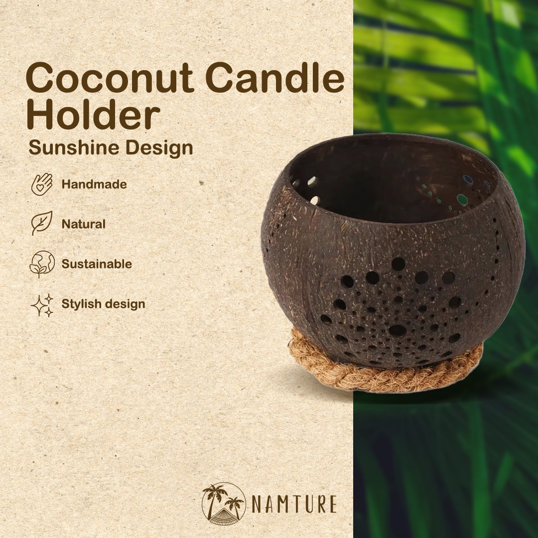 Coconut Candle Holder • Tealight • Sustainable • Sunshine