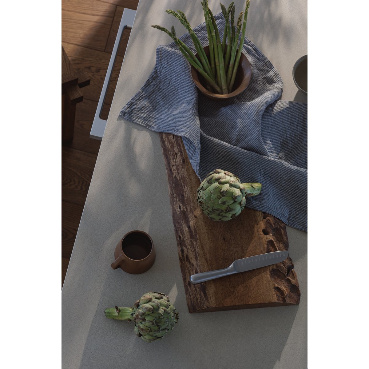 Theedoek (theedoek) / Denim strepen, 100% linnen