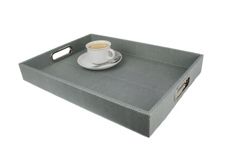 Comprimé rectangulaire avec poignées en acier inoxydable rayons en cuir bleu