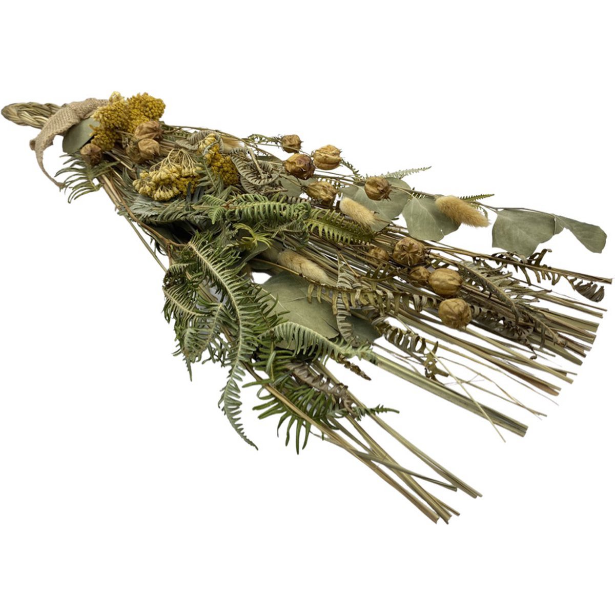 Wiejska zawieszka świąteczna - Suszone kwiaty | 55 cm | Nastrojowe ozdoby świąteczne | Materiały naturalne | biały