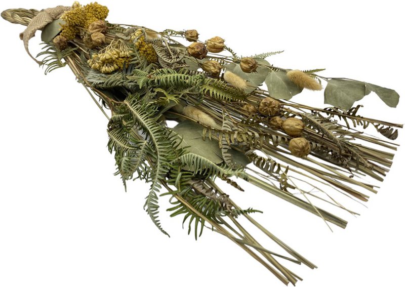 Ciondolo decorazione natalizia rurale - Fiori secchi | 55 cm | Decorazioni natalizie d'atmosfera | Materiali naturali | bianco