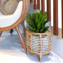 Rotan plantenstandaard plantenbak bloempothouder MALANG beige